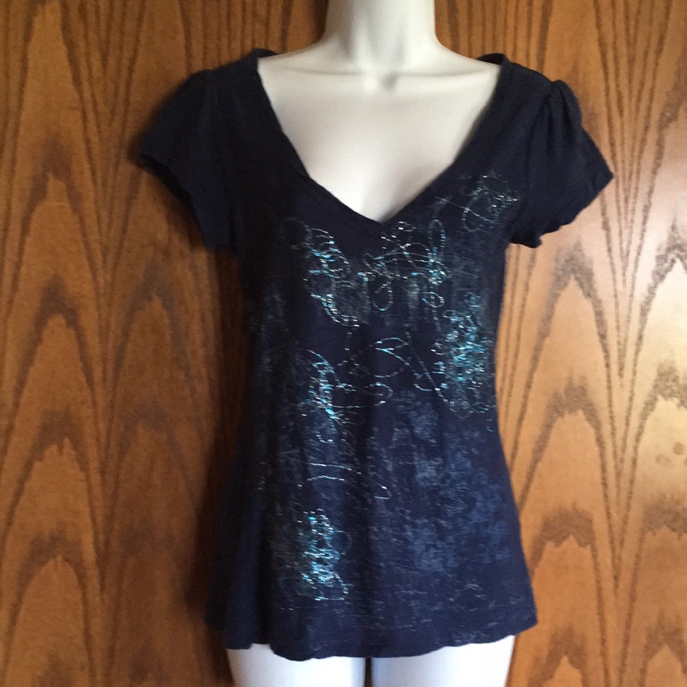 Long navy sparkle accent T-shirt